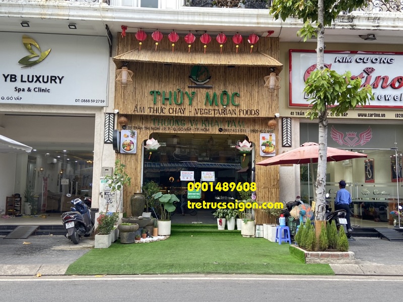 thi công bảng hiệu tre trúc đẹp